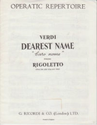 Dearest Name (caro Nome) (rigoletto) Verdi Key E Sheet Music Songbook