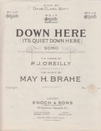 Down Here May Brahe Key F Sheet Music Songbook