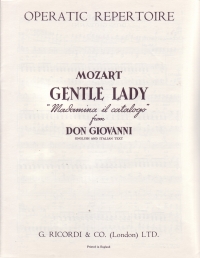 Gentle Lady (don Giovanni) Mozart Bass Sheet Music Songbook