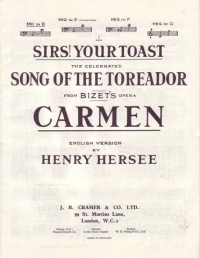 Sirs Your Toast (carmen) Bizet Key E Minor Sheet Music Songbook