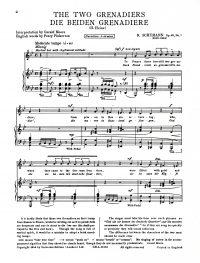 Two Grenadiers Schumann Key Bb Sheet Music Songbook