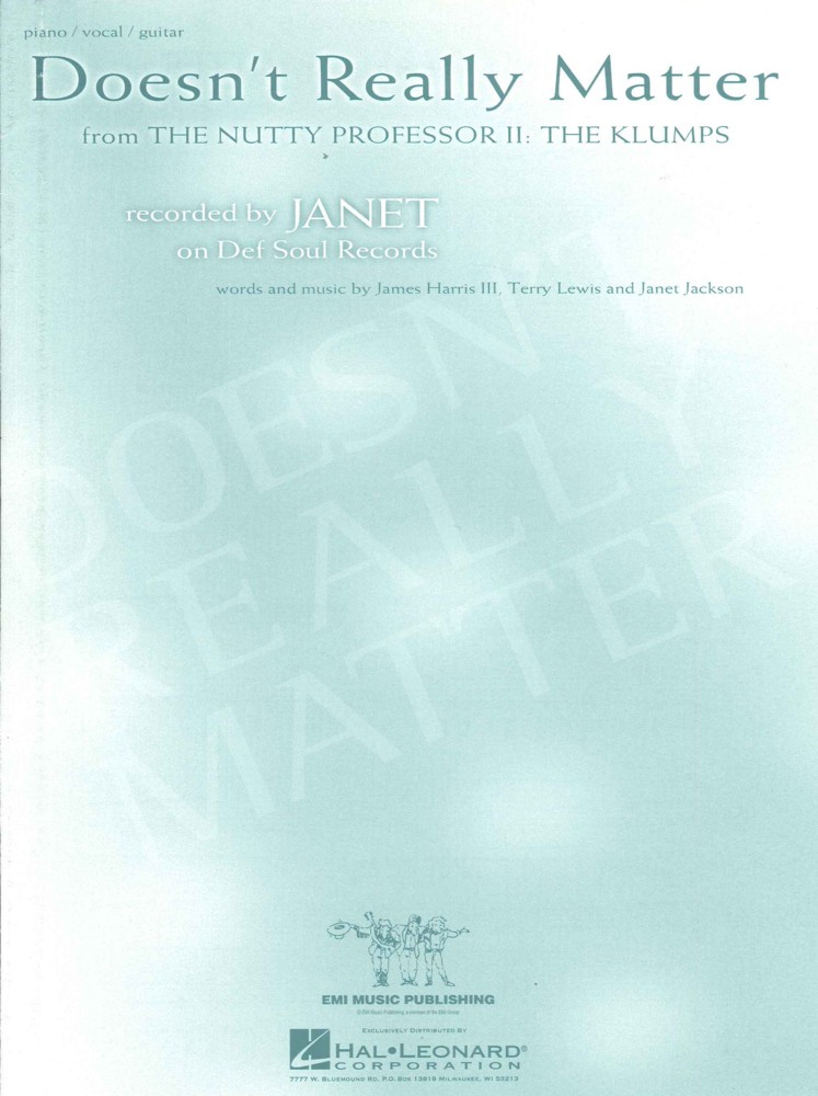 Doesnt Really Matter (nutty Professor Ii) Janet J Sheet Music Songbook
