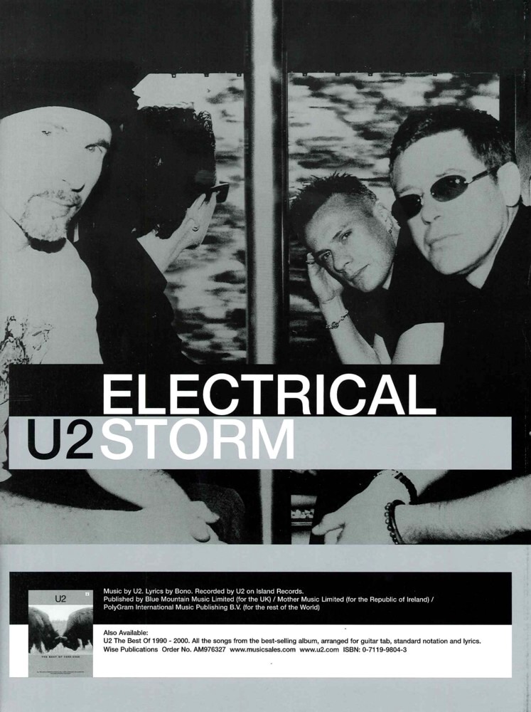Electrical Storm U2 Sheet Music Songbook