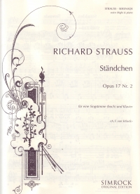 Serenade Op17 No 2 F# Strauss High Voice Sheet Music Songbook
