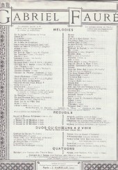 Les Berceaux (melodie) Faure Sheet Music Songbook